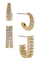 Nadri Disco Duo Pavé Cubic Zirconia J-Hoop Earrings in Gold at Nordstrom