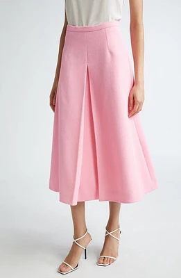 Emilia Wickstead Sato Front Pleat Crepe Midi Skirt Rose Pink at Nordstrom, Us