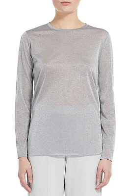 Max Mara Leisure Metallic Crepe Jersey T-Shirt in Medium Grey at Nordstrom