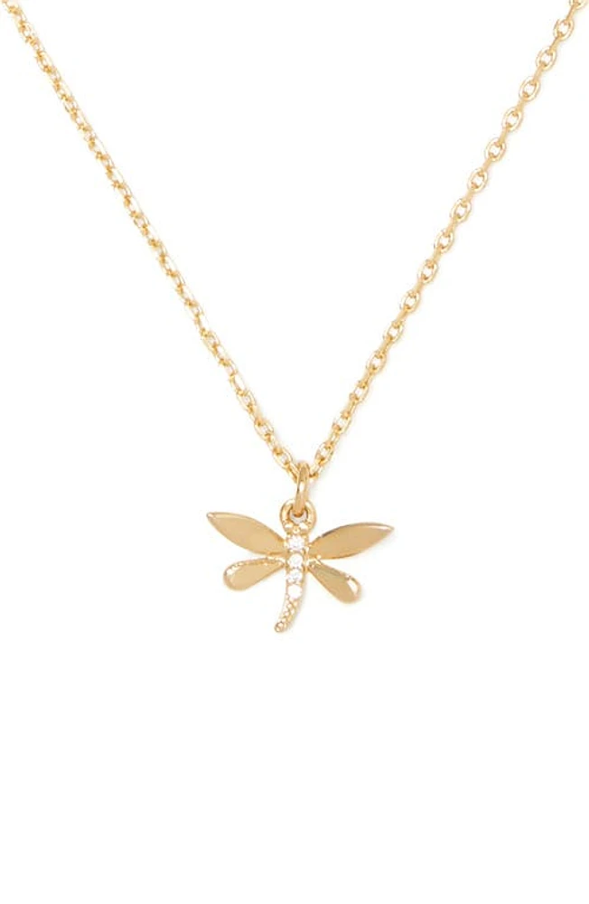 Kate Spade New York delicate dragonfly pendant necklace in Clear/Gold at Nordstrom