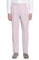 Berle Pleated Seersucker Cotton Dress Pants Garnet at Nordstrom,