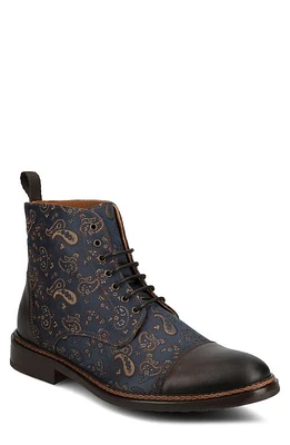 TAFT The Jack Cap Toe Boot in Navy/Brown Paisley at Nordstrom, Size 7