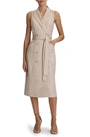 Reiss Andie Pinstripe Sleeveless Coat Dress Neutral at Nordstrom, Us