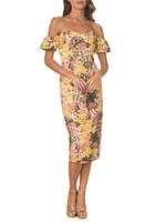 Dress the Population Tara Off Shoulder Midi Multi at Nordstrom,