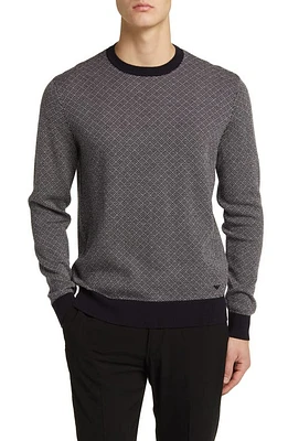 Emporio Armani Geometric Jacquard Virgin Wool Sweater Solid Blue Navy at Nordstrom,