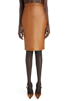 Saint Laurent Lambskin Leather Skirt Marron Glace at Nordstrom, Us