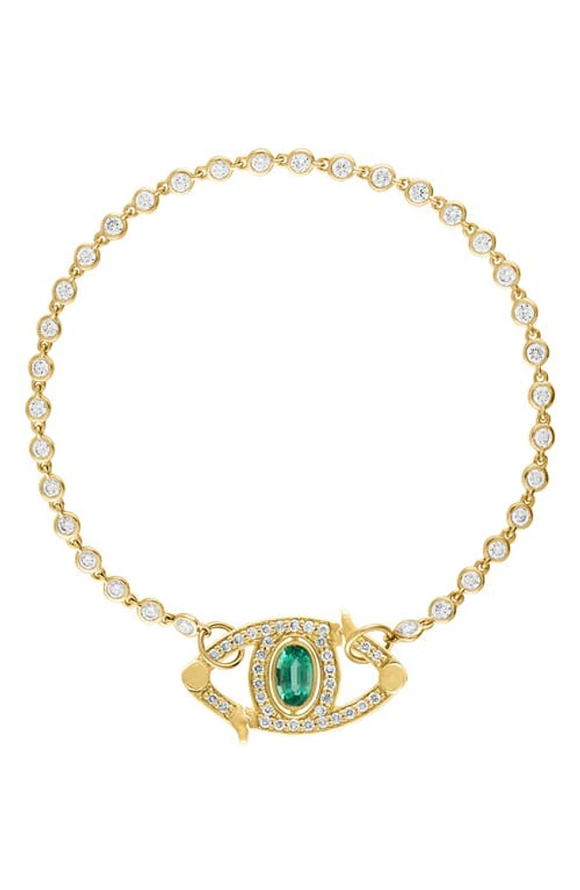 EDEN PRESLEY Diamond Bezel & Emerald Eye Bracelet in Emerald/White at Nordstrom, Size 6.5