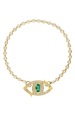 EDEN PRESLEY Diamond Bezel & Emerald Eye Bracelet in Emerald/White at Nordstrom, Size 6.5