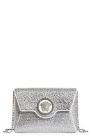 Versace La Medusa Crystal Encrusted Wallet on a Chain in Optical White/Palladium at Nordstrom