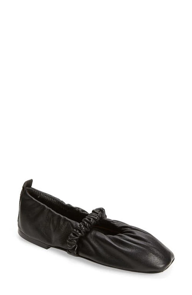 Ganni Soft Square Toe Ballerina Flat Black at Nordstrom,