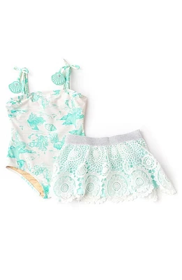 Shade Critters Mermaid One-Piece Swimsuit & Cover-Up Skirt Set in Mint at Nordstrom, Size 12-18M