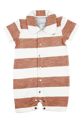 L'Ovedbaby Stripe Organic Cotton Romper in Adobe Stripe at Nordstrom, Size 18-24M