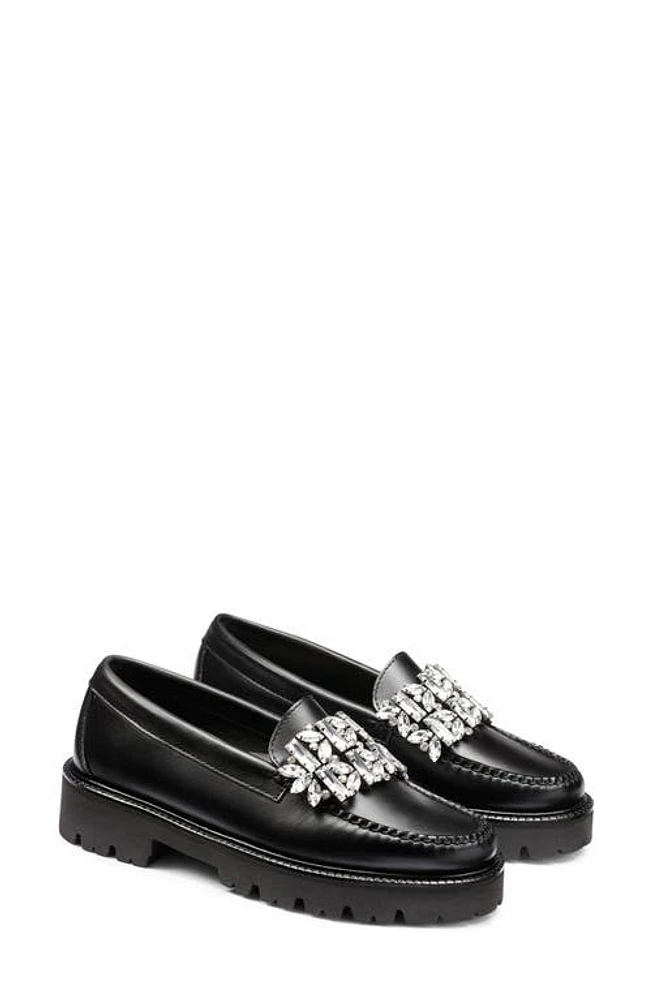 G. H.BASS Whitney Crystal Super Lug Sole Loafer Black at Nordstrom,