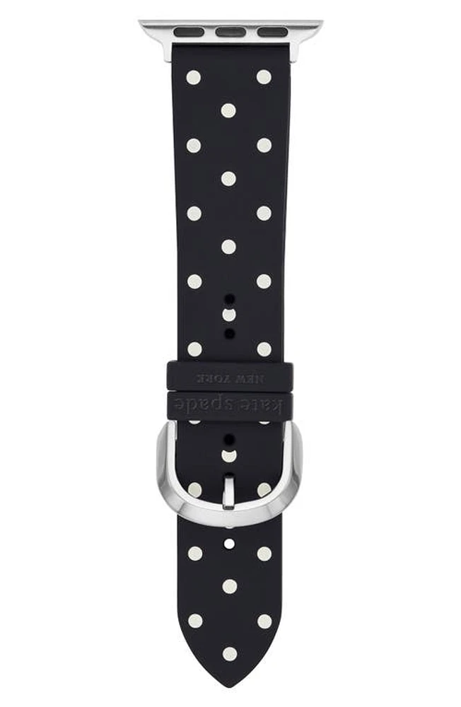 Kate Spade New York dot print 20mm silicone Apple Watch band in Black at Nordstrom