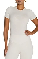 Naked Wardrobe The Rib T-Shirt in Cream at Nordstrom, Size X-Small