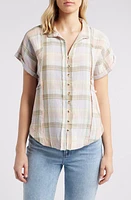 Lucky Brand Plaid Short Sleeve Cotton Button-Up Beach Shirt Multi at Nordstrom,