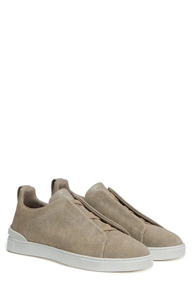 ZEGNA Triple Stitch Slip-On Sneaker Beige at Nordstrom,