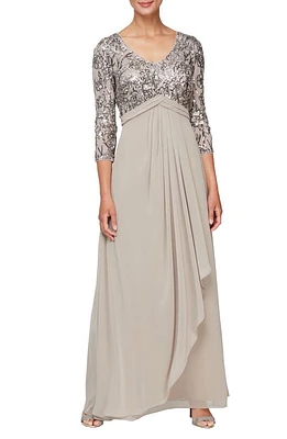 Alex Evenings Sequin A-Line Evening Gown Mink at Nordstrom,