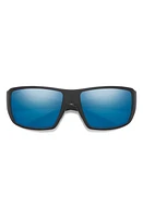 Smith Guides 62mm ChromaPop Polarized Oversize Wraparound Sunglasses in Matte Black /Blue Mirror at Nordstrom