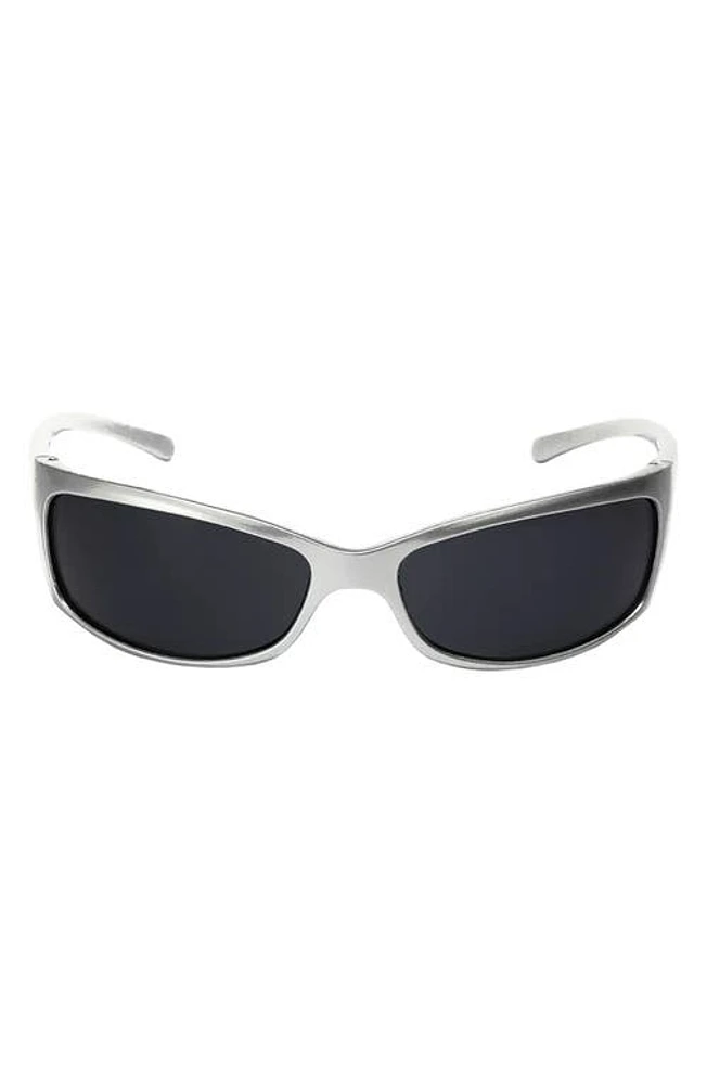 Fifth & Ninth Rocket 67mm Polarized Wraparound Sunglasses in Silver/Black at Nordstrom