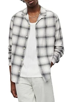 AllSaints Ragado Check Brushed Cotton Flannel Shirt Off White at Nordstrom,