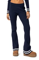 EDIKTED Pluto Stripe Rib Stitch Flare Pants Navy at Nordstrom,