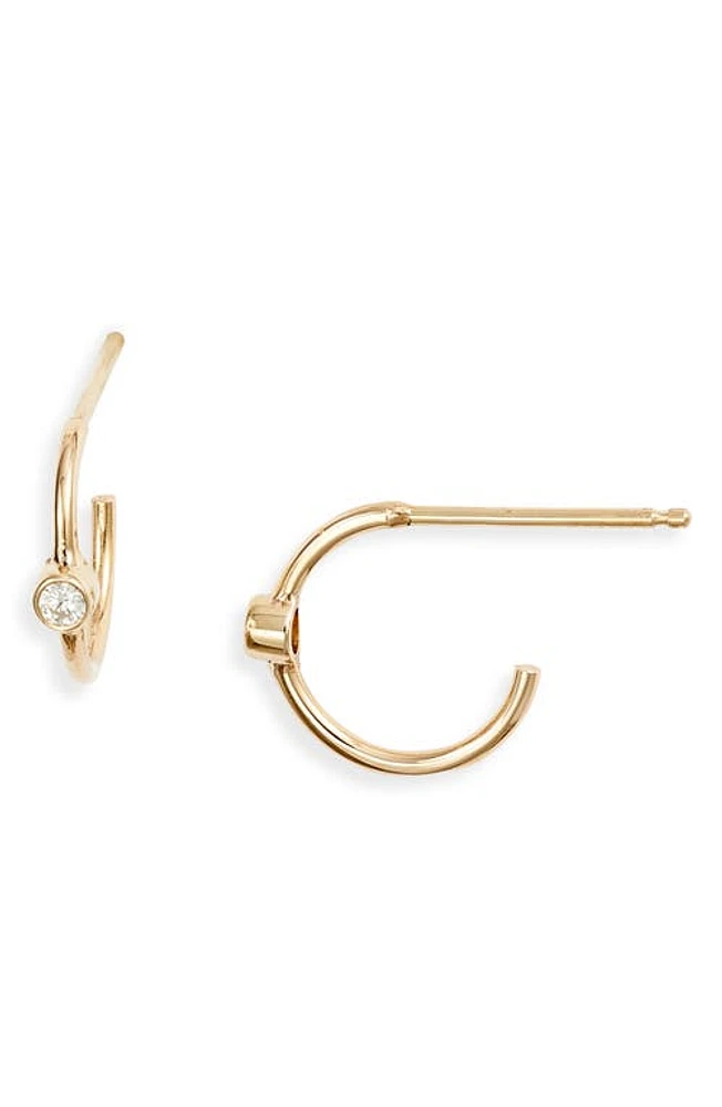 Zoë Chicco Diamond Huggie Hoop Earrings in Yellow Gold at Nordstrom