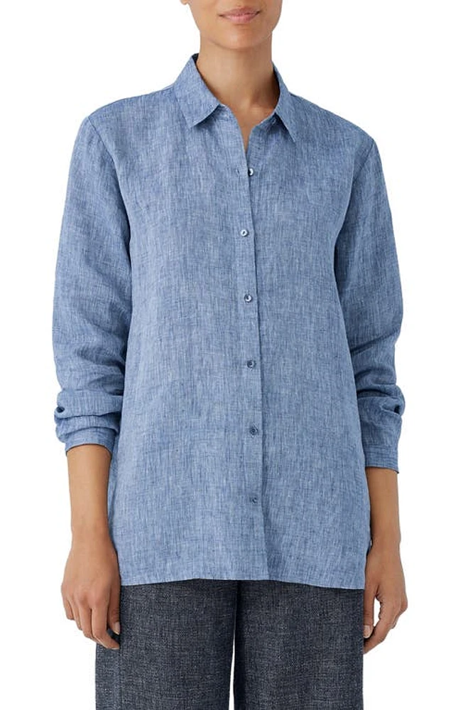 Eileen Fisher Organic Linen Button-Up Shirt Chambray at Nordstrom,