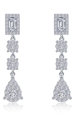 Lafonn Simulated Diamond Halo Linear Drop Earrings in Silver at Nordstrom