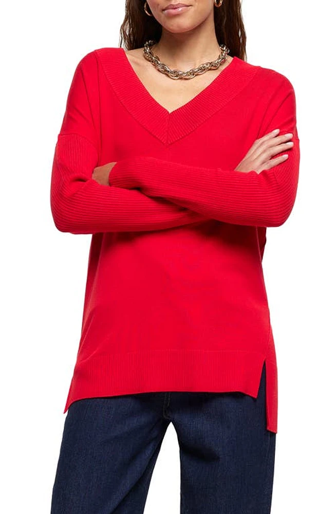 River Island V-Neck Sweater Red at Nordstrom,