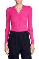 sandro Gabrielle V-Neck Ribbed Cardigan Fushia at Nordstrom,