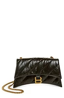 Balenciaga Hourglass Quilted Crushed Leather Wallet on a Chain in Black at Nordstrom