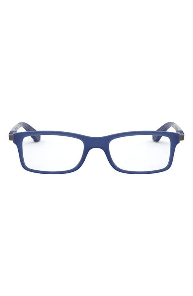 Ray-Ban Kids' 47mm Rectangular Optical Glasses in Matte Blue at Nordstrom