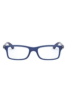 Ray-Ban Kids' 47mm Rectangular Optical Glasses in Matte Blue at Nordstrom