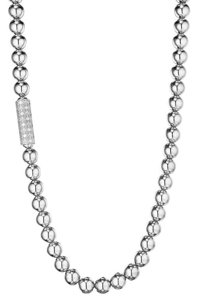 ManLuu Long Beaded Necklace in Sterling Silver at Nordstrom