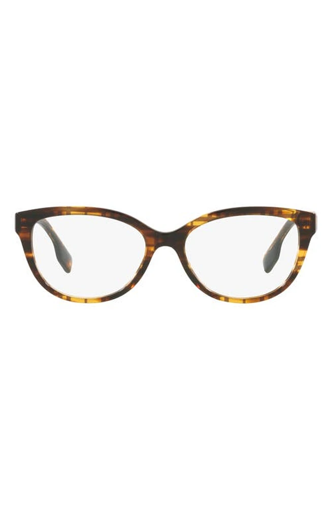 burberry Esme 52mm Square Optical Glasses in Striped Brown at Nordstrom