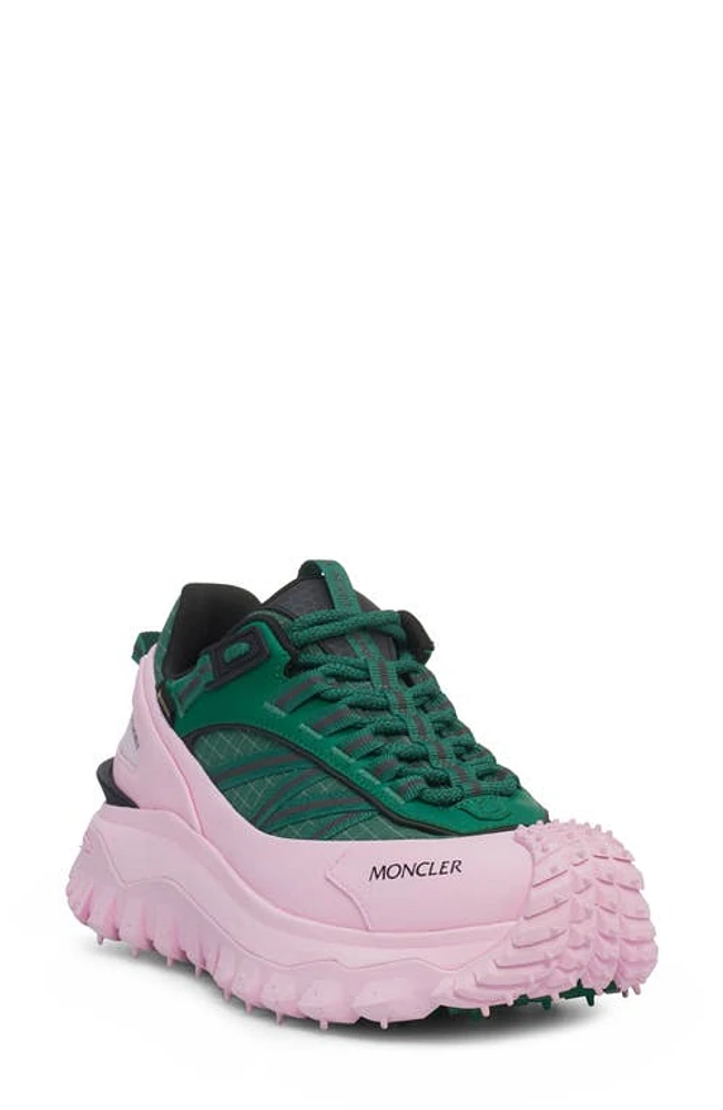 Moncler Trailgrip Gore-Tex Waterproof Low Top Sneaker Green/Pink at Nordstrom,