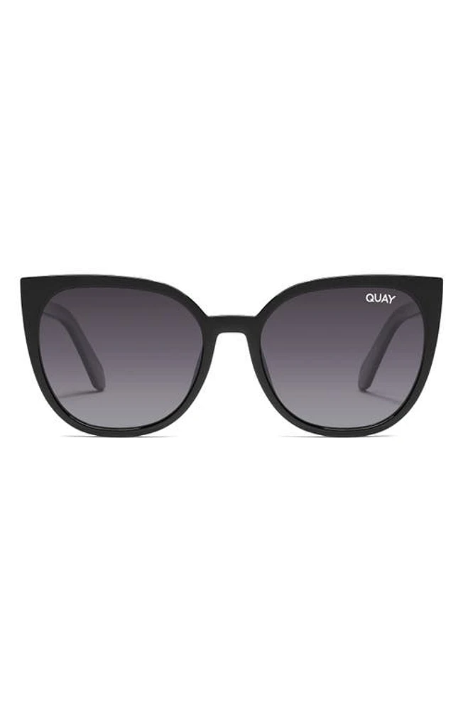 Quay Australia Staycation 57mm Polarized Cat Eye Sunglasses in Black/Smoke Polarized at Nordstrom