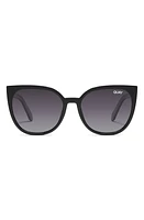 Quay Australia Staycation 57mm Polarized Cat Eye Sunglasses in Black/Smoke Polarized at Nordstrom