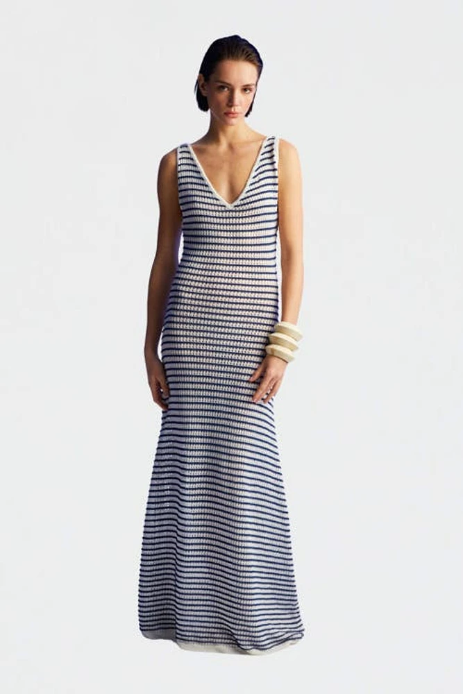 Nocturne Striped Long Dress in Multi-Colored at Nordstrom