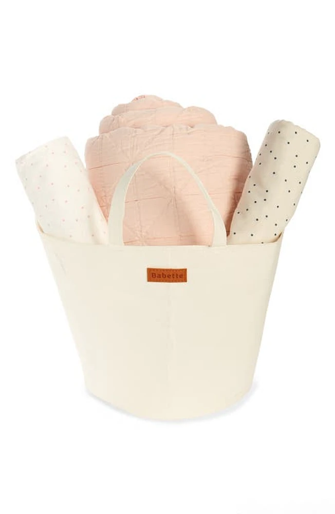 Babette Crib Blanket Gift Set in Pink Peony-Blue Stripe at Nordstrom