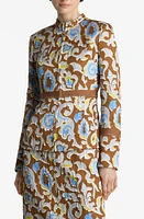 St. John Collection Western Paisley Print Cotton Blend Matelassé Zip-Up Jacket Multi at Nordstrom,