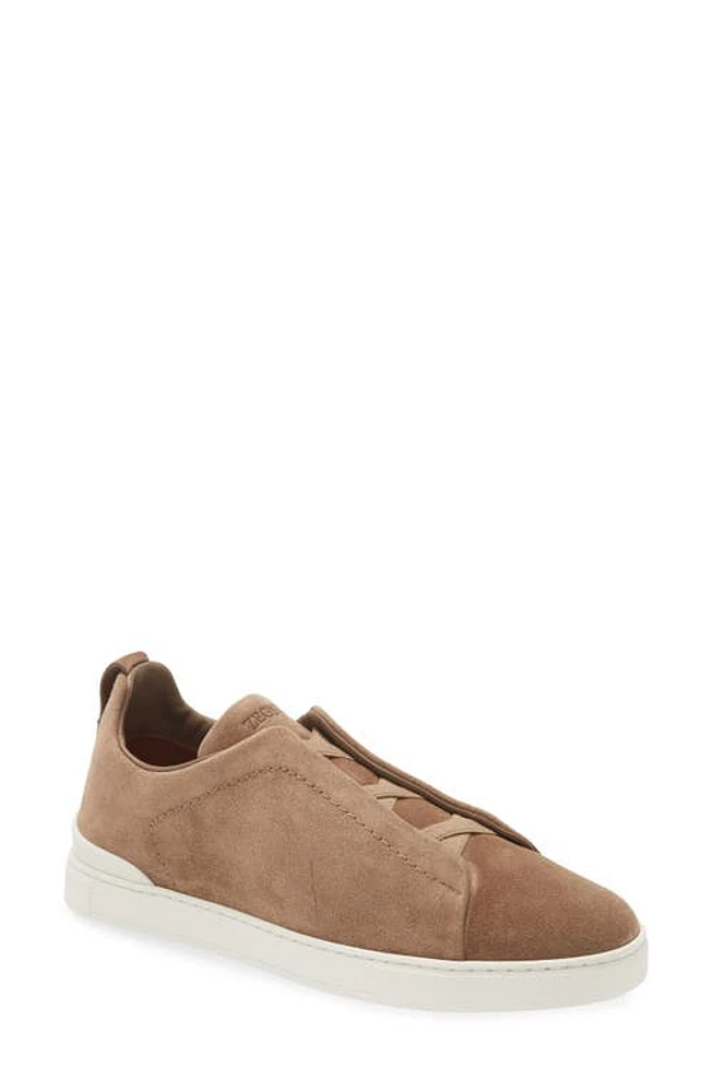 ZEGNA Triple Stitch Suede Slip-On Sneaker Cocco at Nordstrom,