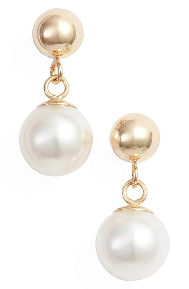 Poppy Finch Pearl Drop Earrings in Yellow Gold/Pearl at Nordstrom