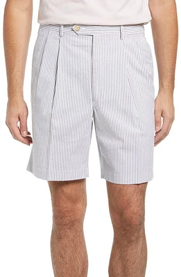 Berle Pleated Seersucker Shorts Grey at Nordstrom,