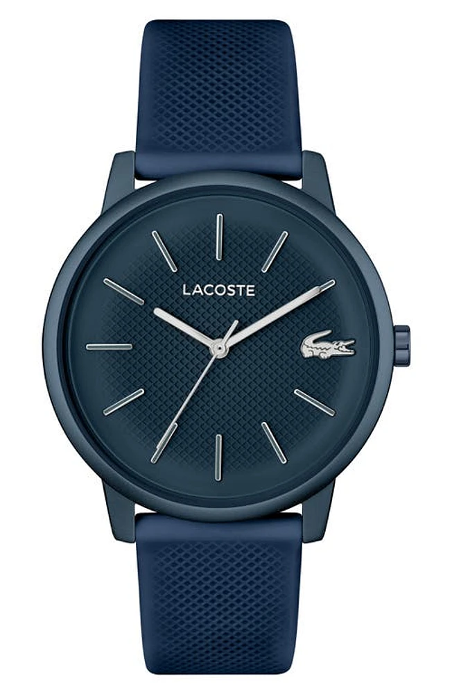 Lacoste 12.12 Move Silicone Strap Watch, 42mm in Navy at Nordstrom