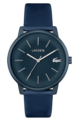 Lacoste 12.12 Move Silicone Strap Watch, 42mm in Navy at Nordstrom