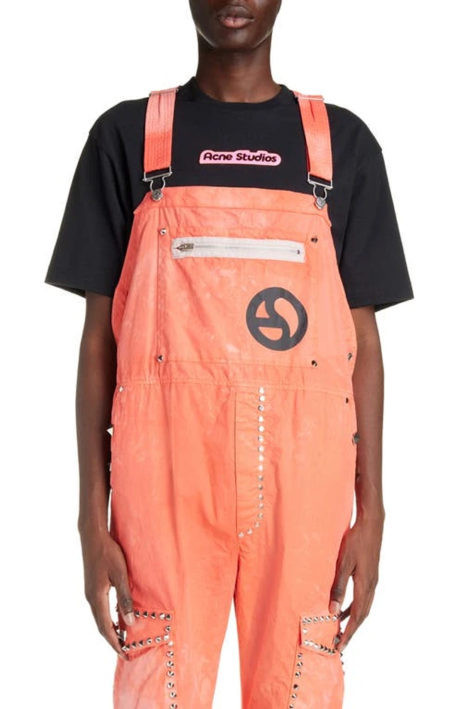 Acne Studios Oversize Studded Cargo Overalls Fluo Pink at Nordstrom, Us