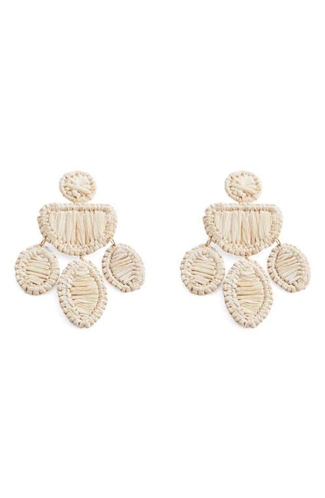 MANGO Raffia Drop Earrings in Blue at Nordstrom