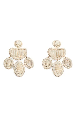 MANGO Raffia Drop Earrings in Blue at Nordstrom